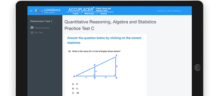 accuplacer math practice tests for maricopa college